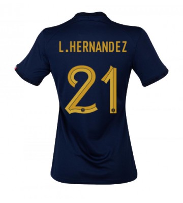 Frankrig Lucas Hernandez #21 Hjemmebanetrøje Dame VM 2022 Kort ærmer
